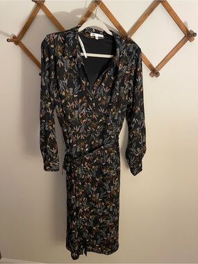 DR2 Black Long-Sleeve Floral Shirt Dress